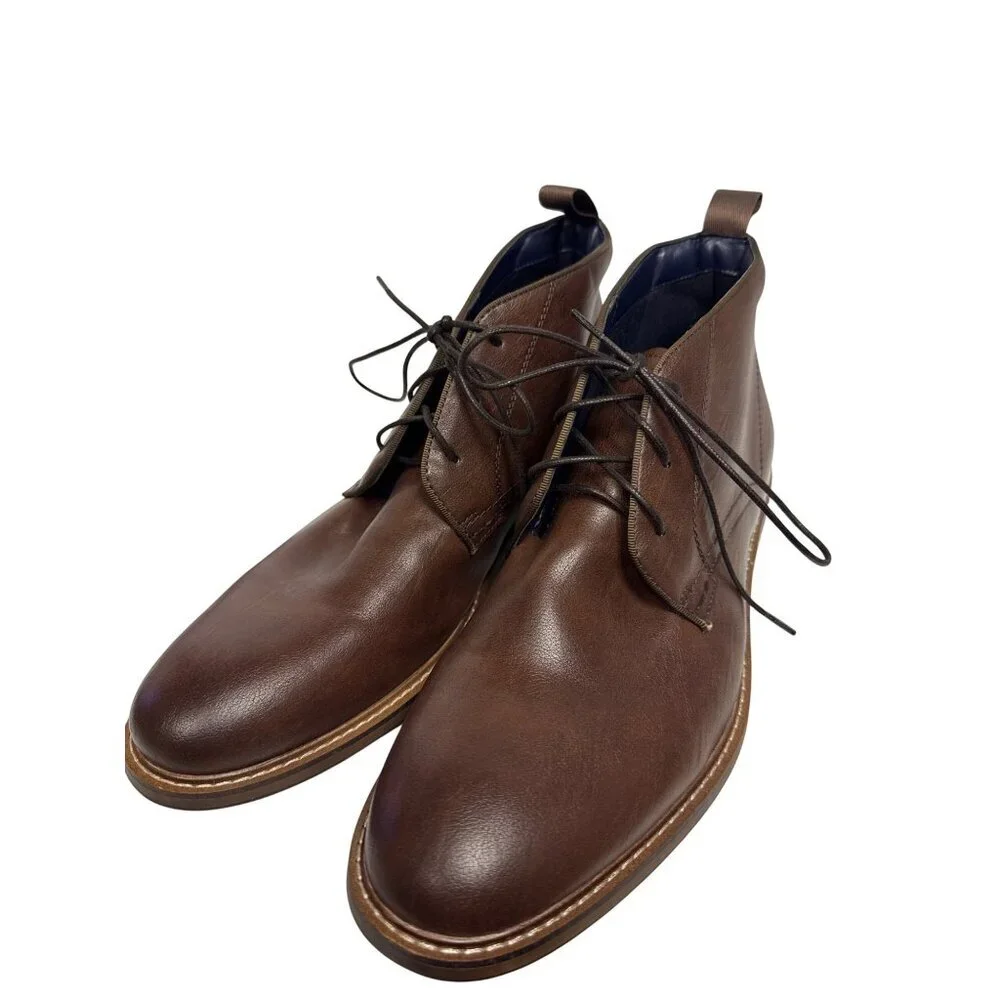 Steve Madden Chevy Men's Boots Chukka Brown Burnished Lace Up Size 9.5 New